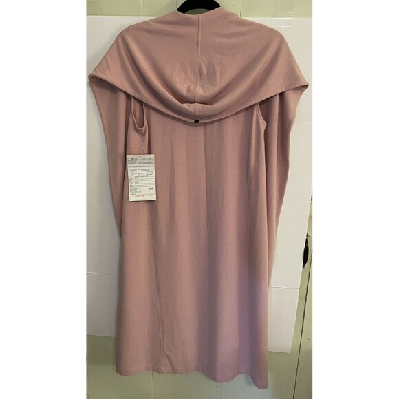 Onzie Sleeveless Hooded Duster Dusty Rose Sweatshirt Athleisure Pen Mark On Hood - Picture 3 of 9